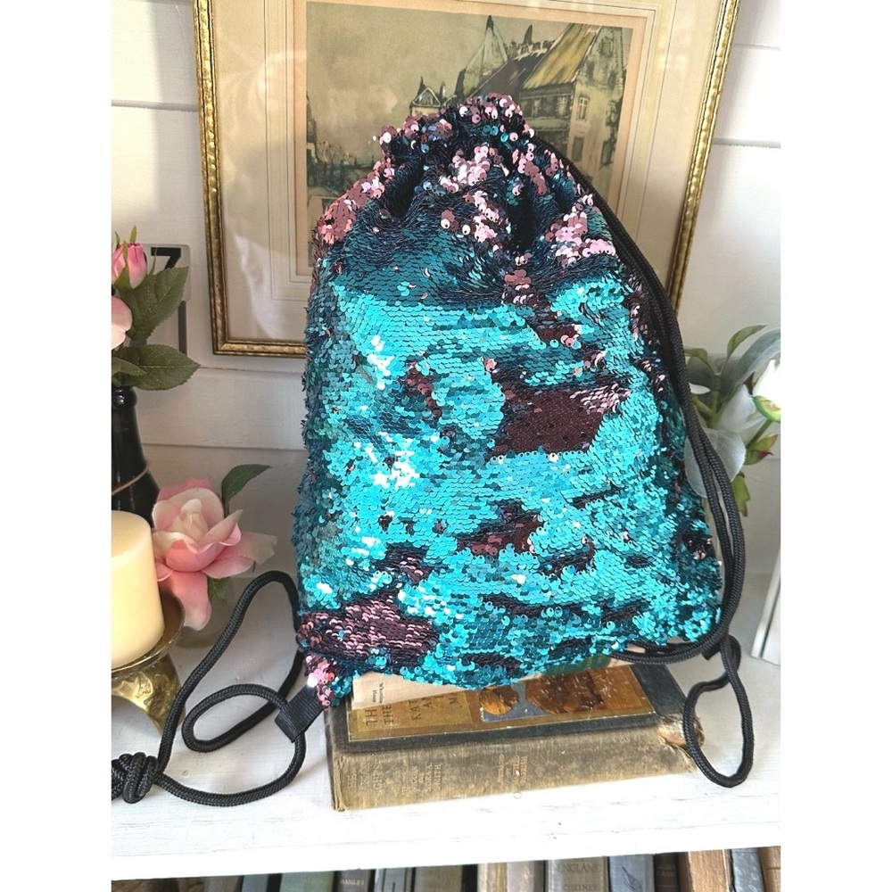 Drawstring Backpack With Reversible Sequins - image 2